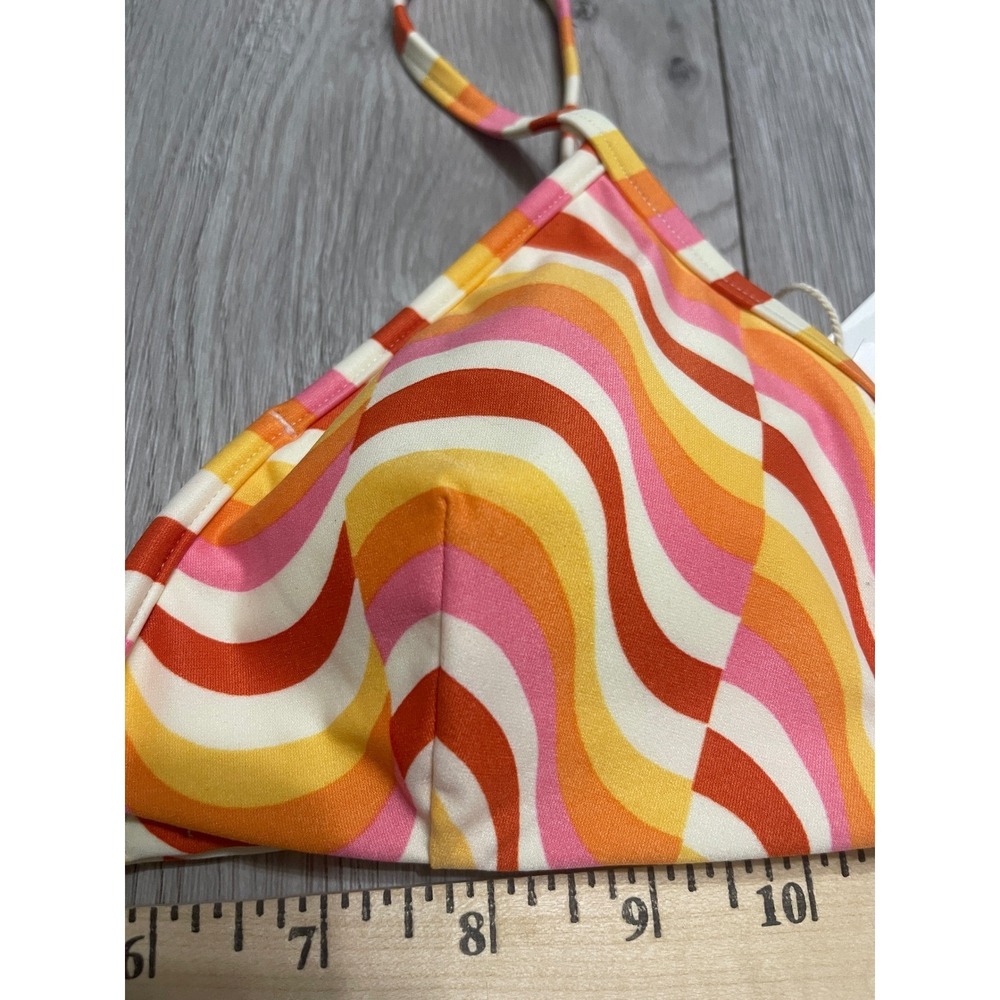 L Space Y2K Retro Swirl Print Bikini Top Pastel Orange Pink Adjustable Strap - Picture 10 of 12